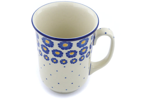 Polish Pottery Bistro Mug 17 oz Blue Zinnia Theme