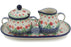 Polish Pottery Sugar and Creamer Set 10" Babcia's Garden Theme