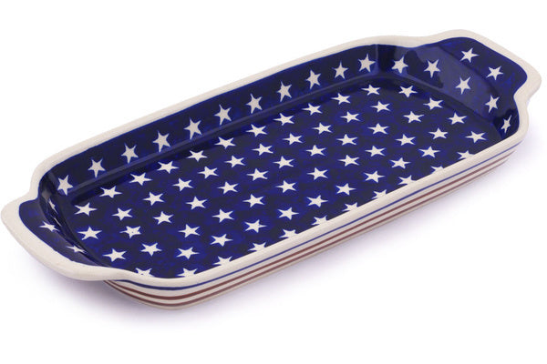 Polish Pottery 14 Muffin Pan Stars and Stripes