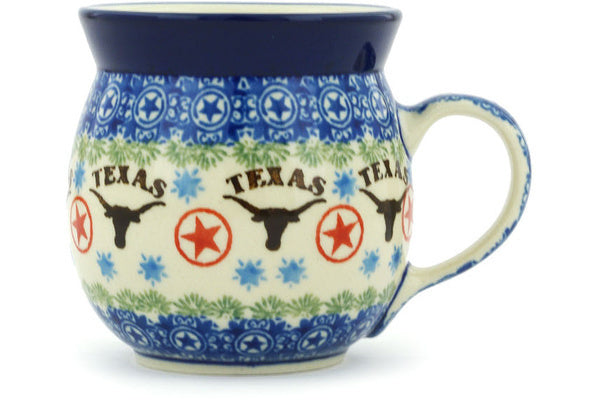 Polish Pottery Bubble Mug 8 oz Texas Longhorns Theme