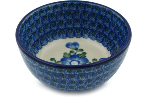 Polish Pottery Bowl 5" Blue Poppies Theme