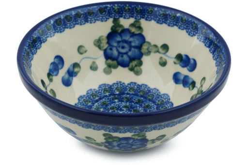 Polish Pottery Bowl 5" Blue Poppies Theme