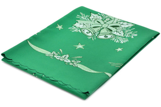 Textile Cloth Table Runner 39" Bells Of Holly Green Theme