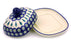 Polish Pottery Butter Dish 8" Peacock Leaves Theme