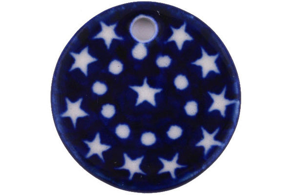 Polish Pottery Circle Pendant 1" Midnight Stars Theme