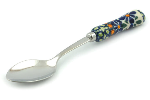 Polish Pottery Stainless Steel Spoon 6" Gingham Flowers Theme