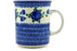 Polish Pottery Mug 20 oz Blue Poppies Theme