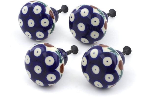 Polish Pottery Set of 4 Drawer Pull Knobs 1-1/2 inch Mosquito Theme