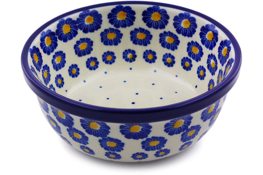 Polish Pottery Bowl 6" Blue Zinnia Theme