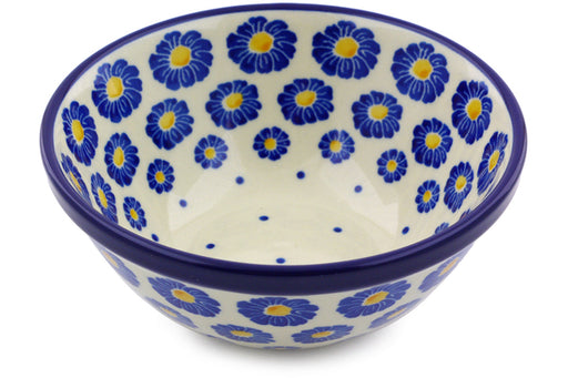 Polish Pottery Bowl 5" Blue Zinnia Theme