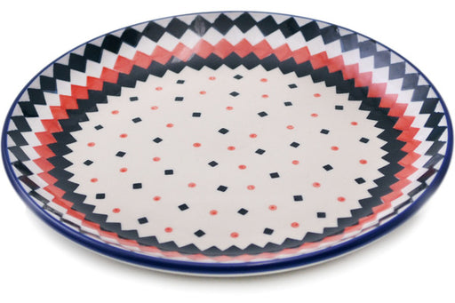 Polish Pottery Dessert Plate 8" Geometric Contrast Theme