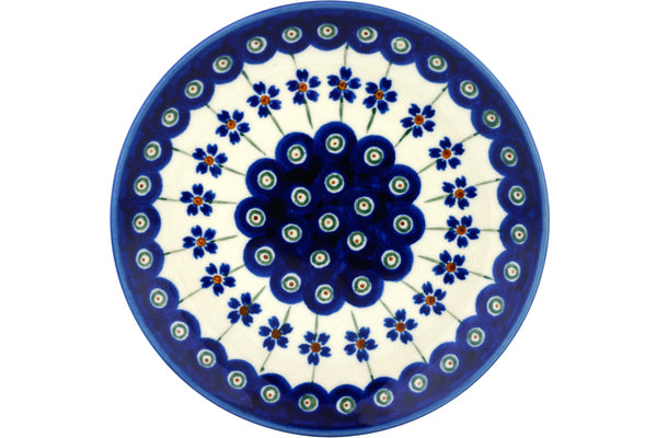 Polish Pottery Plate 6" 6" Flowering Peacock Theme