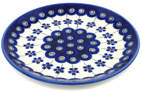 Polish Pottery Plate 6" 6" Flowering Peacock Theme