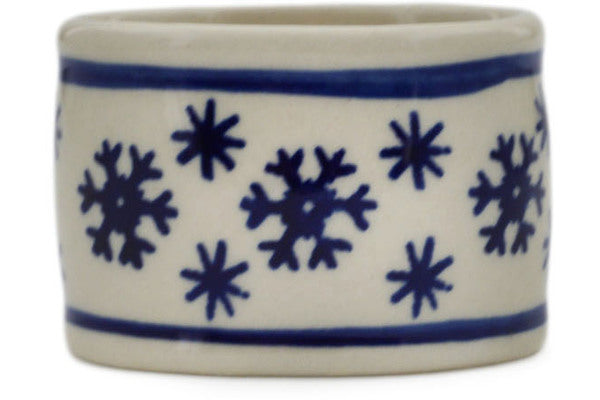 Polish Pottery Napkin Ring 2" Winter Butterfly Theme