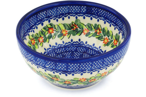 Polish Pottery Bowl 6" Elegant Garland Theme