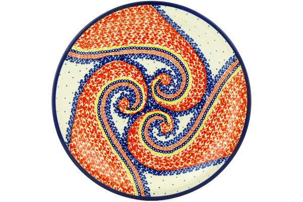 Polish Pottery Plate 11" Spiral Joy Theme UNIKAT