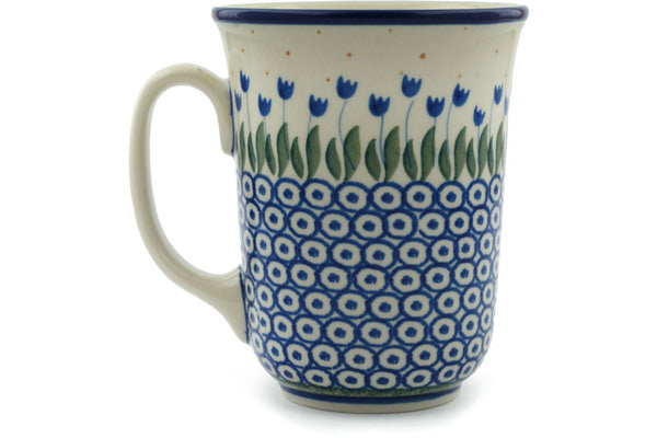 Polish Pottery Bistro Mug 17 oz Water Tulip Theme