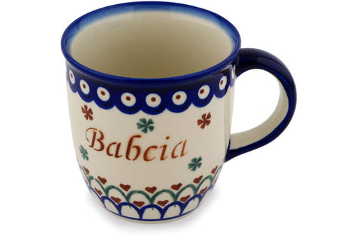Polish Pottery Mug 12 oz Babcia-Grandma Theme